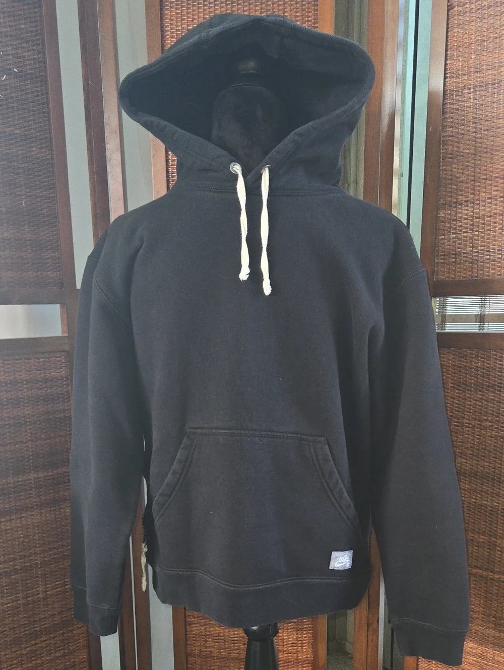 Nike SB Black Men's Pullover Hoodie with White Drawstrings